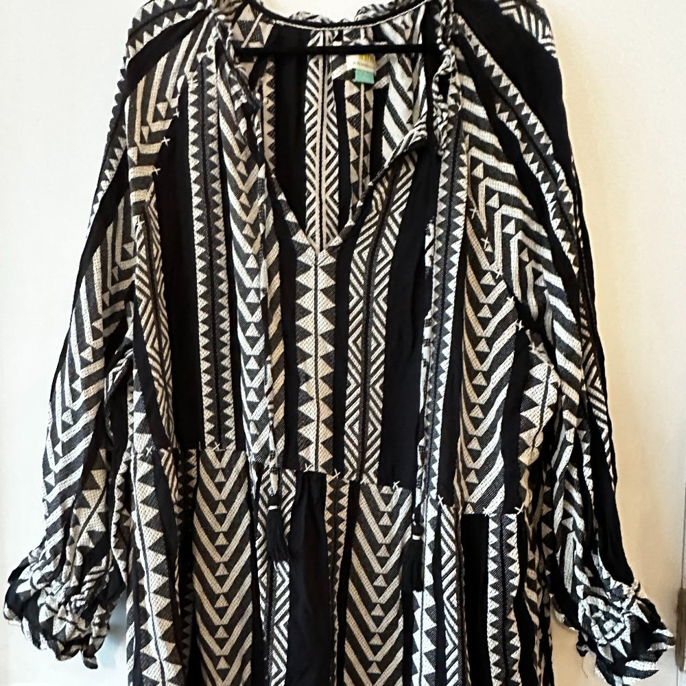 Anthropologie Maeve Black & White Patterned Dress